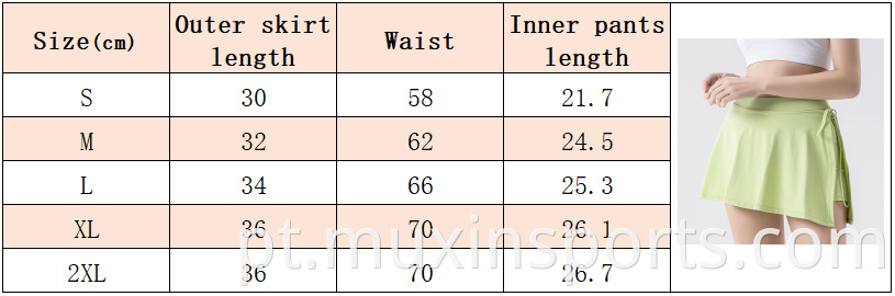 Dq832 Golf Skirt Size Chart